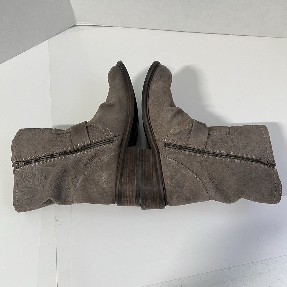 Miz Mooz New York Draper Boots 37 Leather Taupe Brown Biker Made Spain - Picture 8 of 12